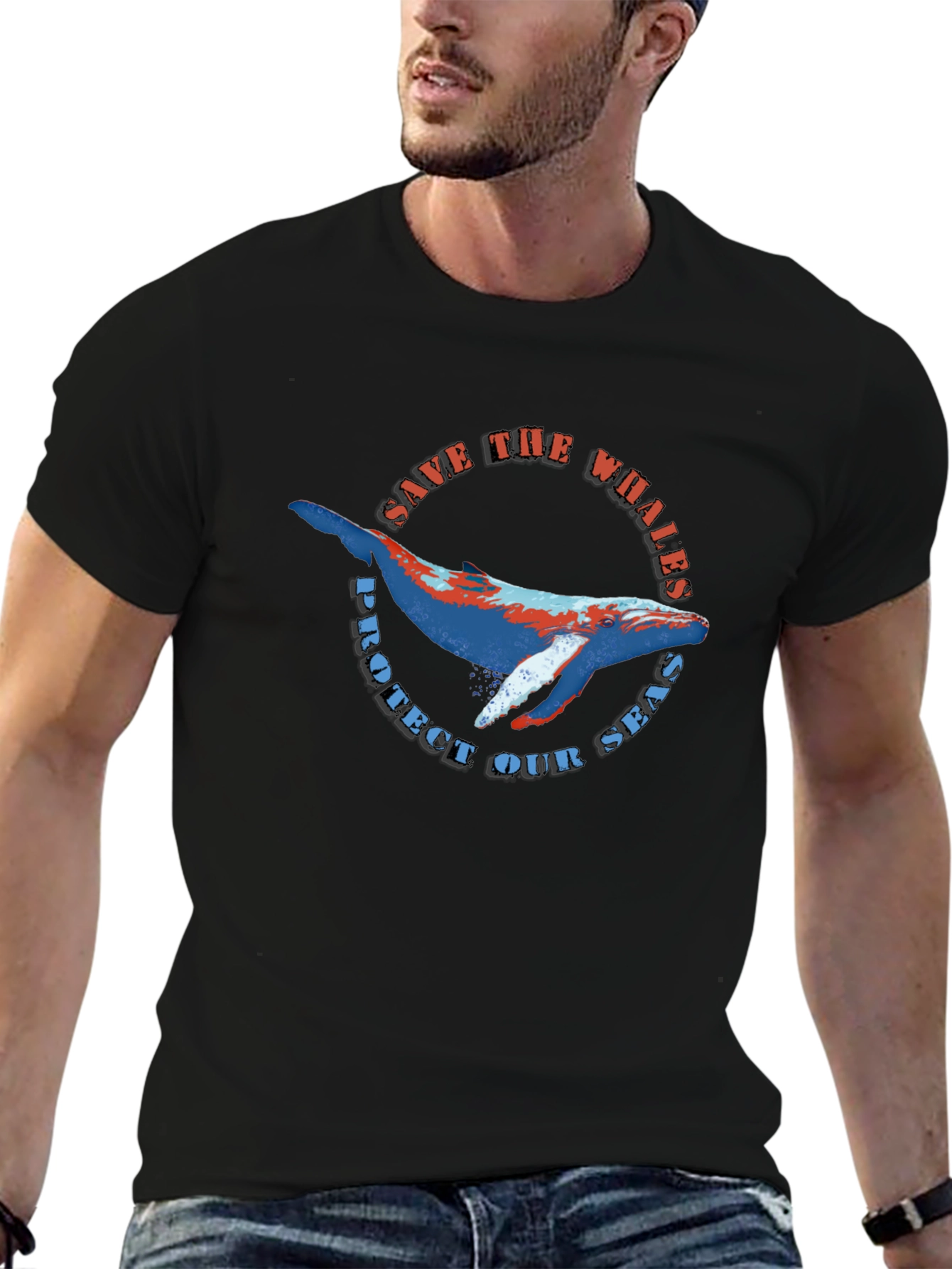 Save the Whales Black Graphic Tee