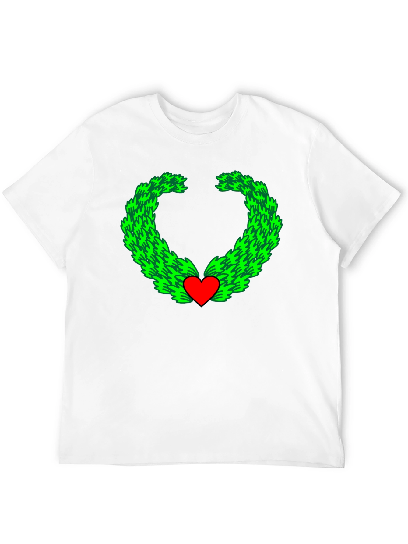 Heart Wreath Graphic Tee - Soft Cotton Black T-Shirt