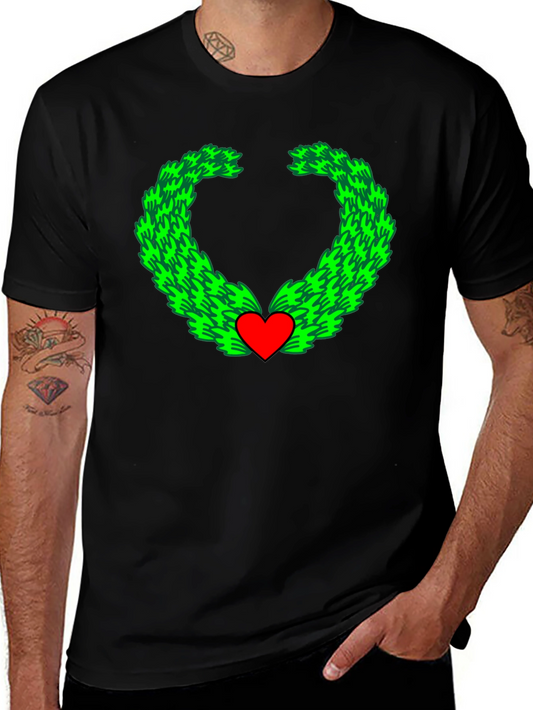 Heart Wreath Graphic Tee - Soft Cotton Black T-Shirt