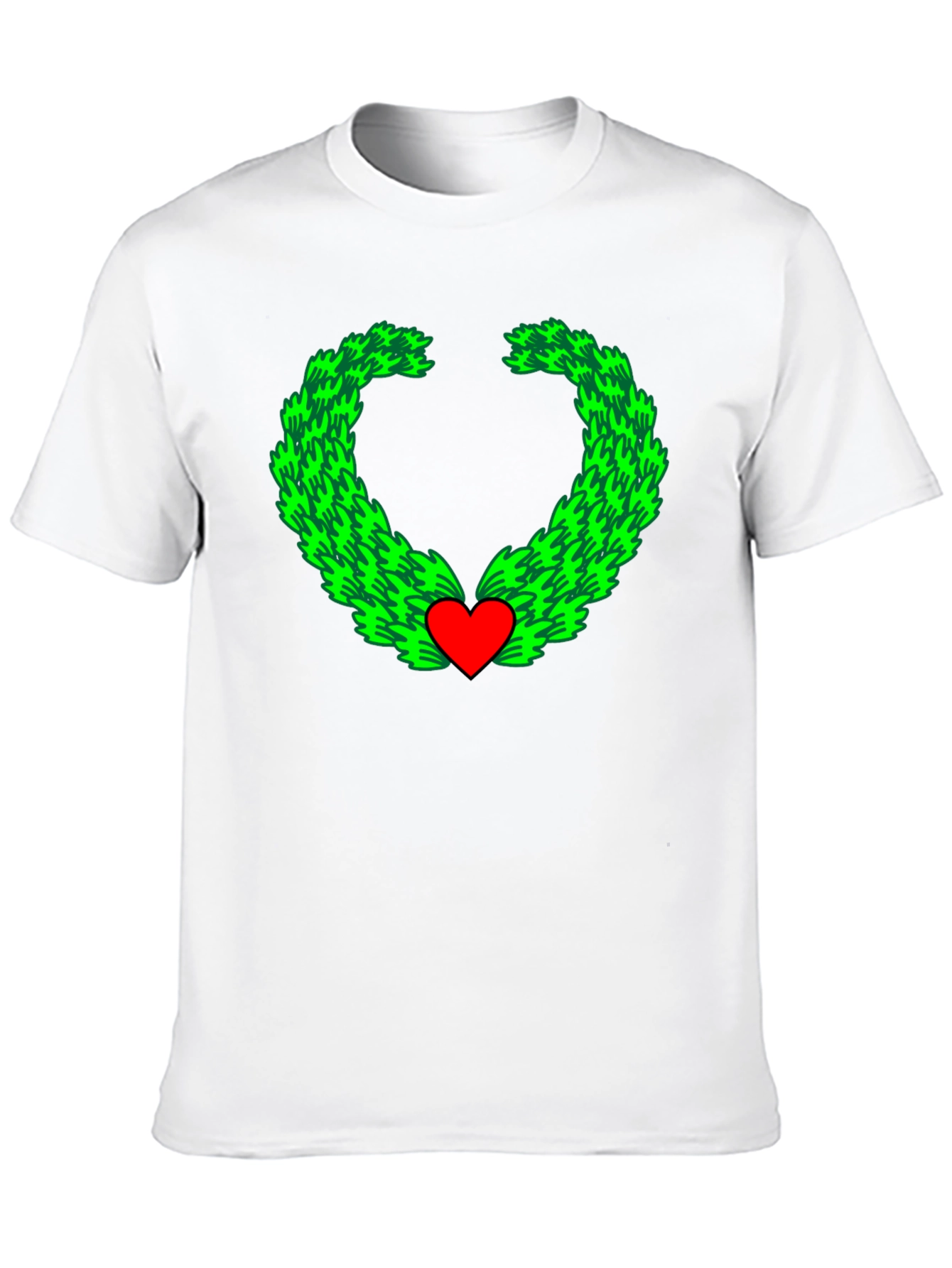 Heart Wreath Graphic Tee - Soft Cotton Black T-Shirt