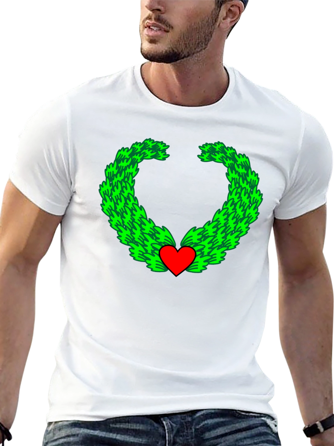 Heart Wreath Graphic Tee - Soft Cotton Black T-Shirt