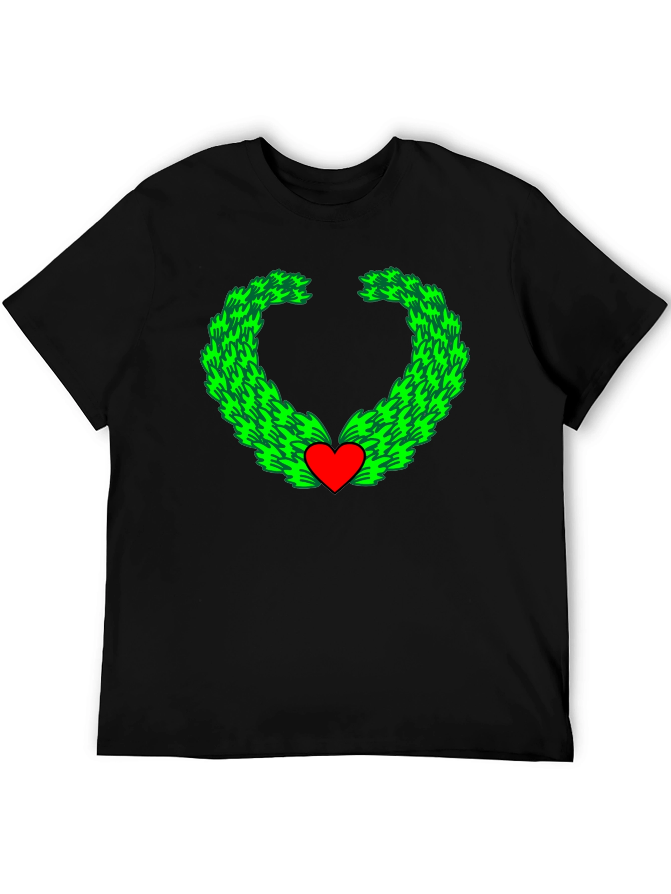 Heart Wreath Graphic Tee - Soft Cotton Black T-Shirt