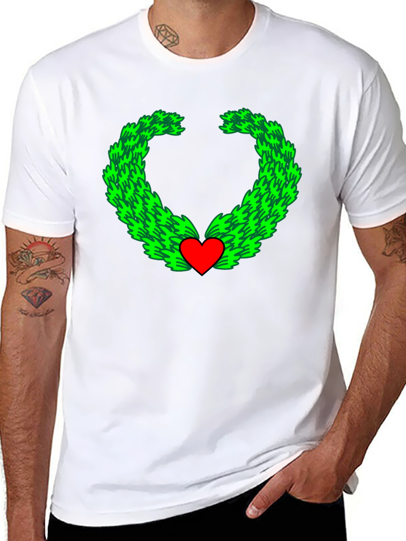Heart Wreath Graphic Tee - Soft Cotton Black T-Shirt