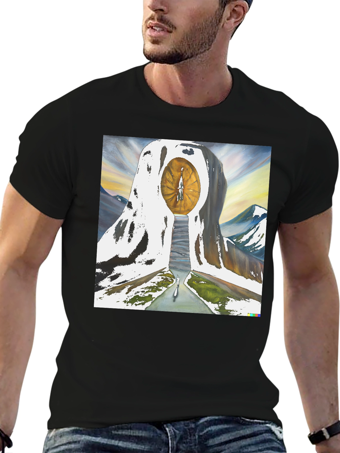 Eye of Time Graphic Tee - Black Cotton Blend