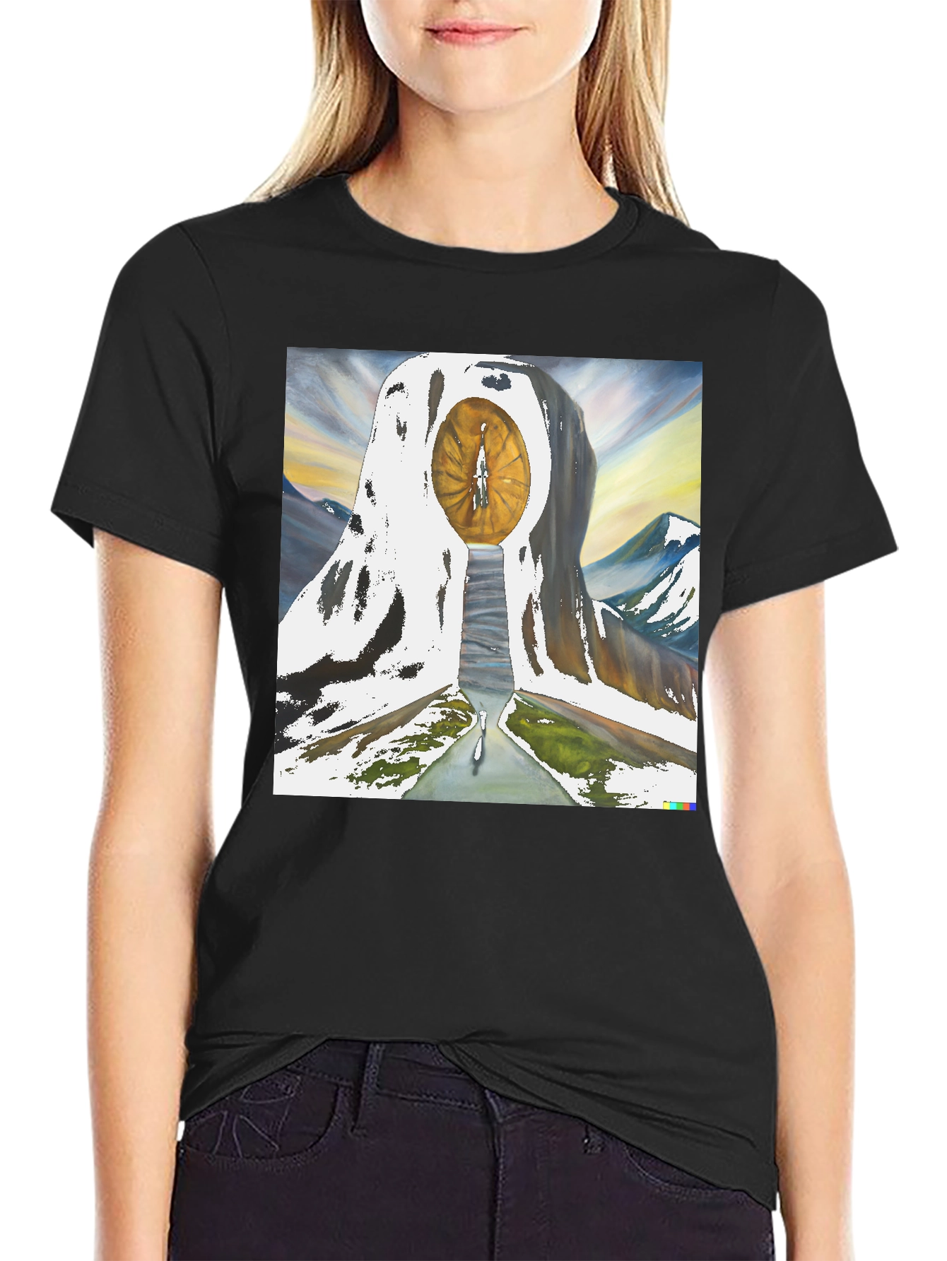 Eye of Time Graphic Tee - Black Cotton Blend