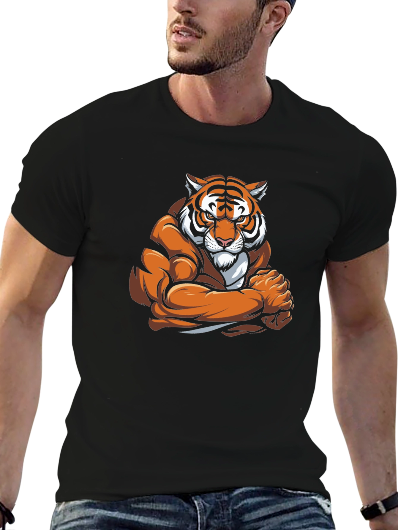 Tiger Muscle Graphic Black T-Shirt