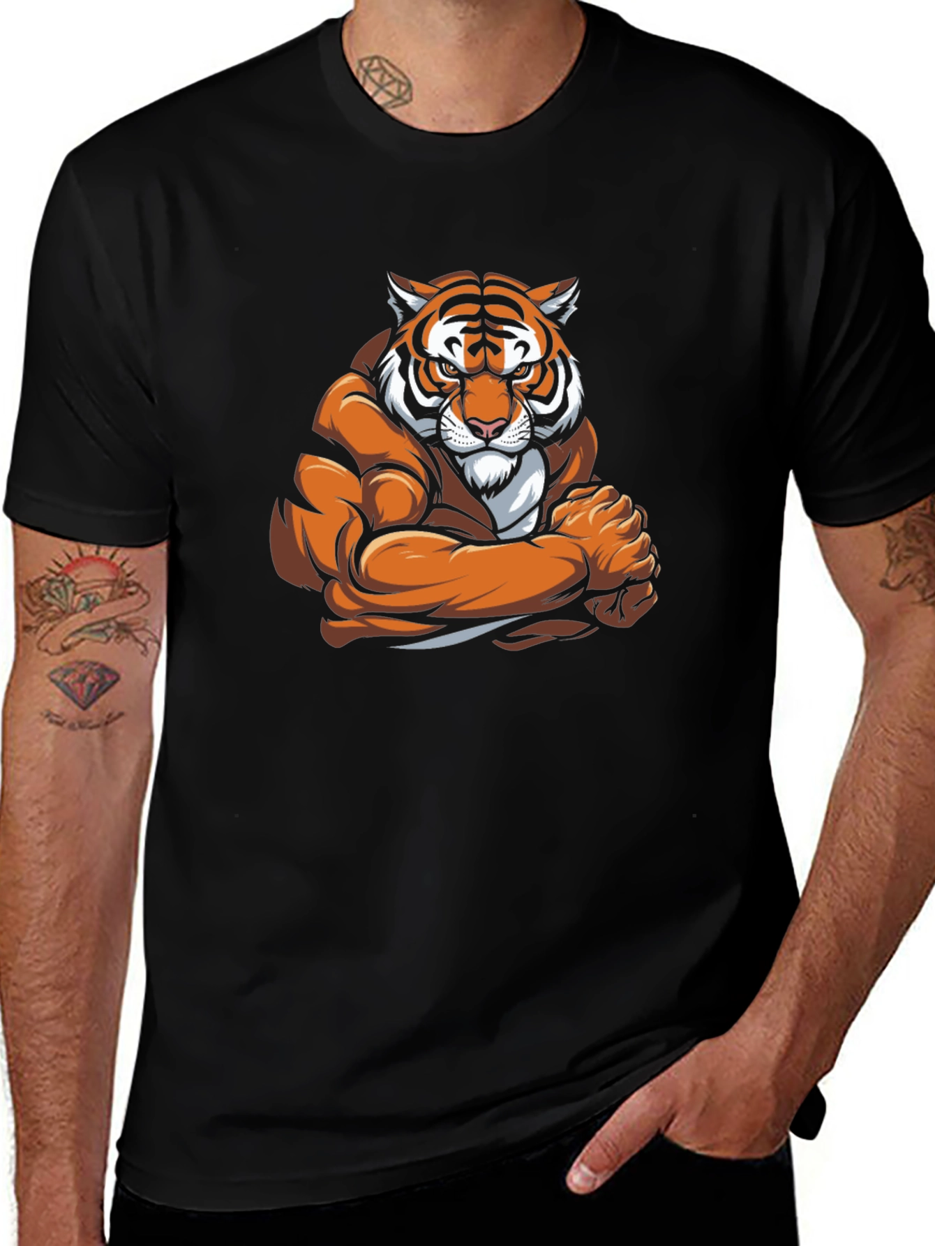 Tiger Muscle Graphic Black T-Shirt