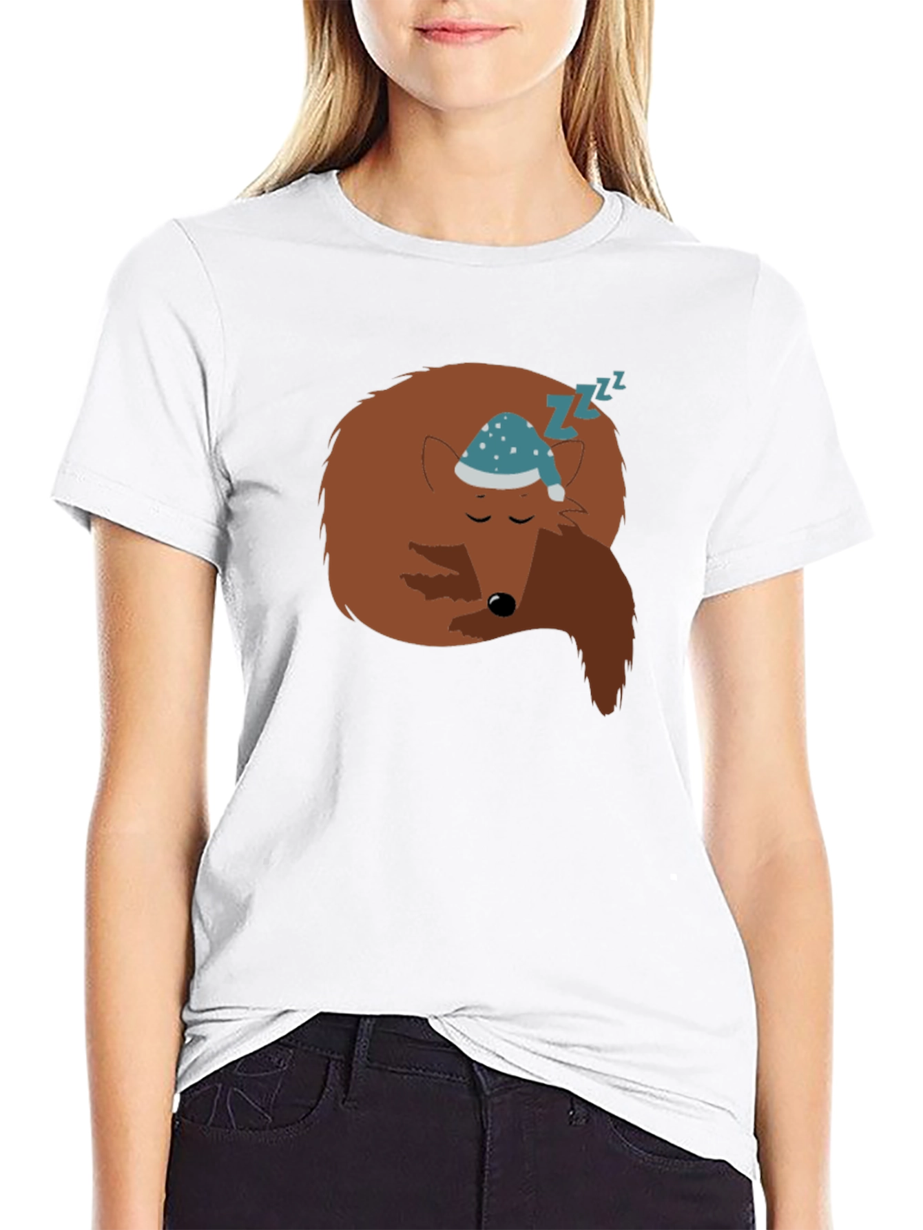Sleeping Fox Graphic T-Shirt - Black