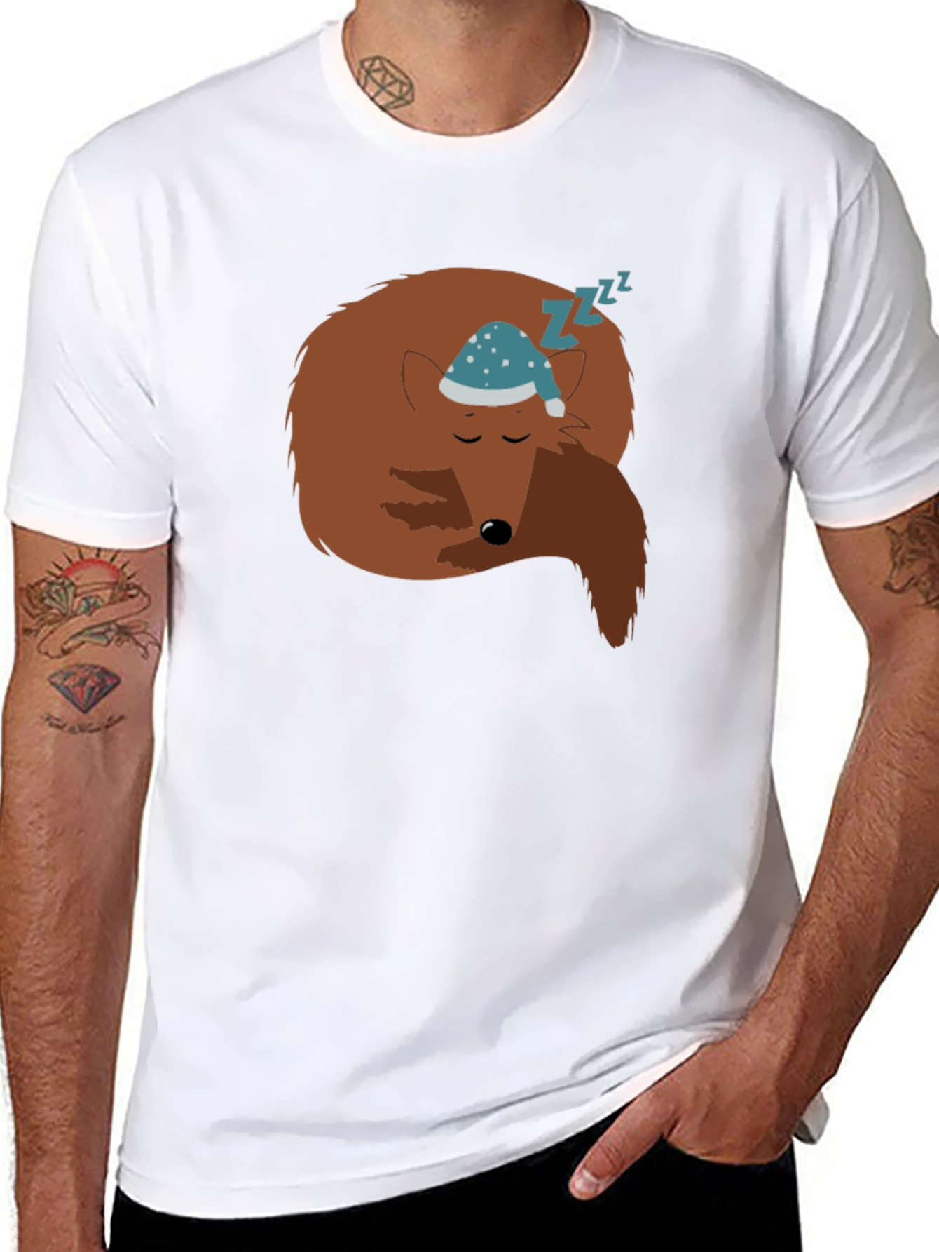 Sleeping Fox Graphic T-Shirt - Black