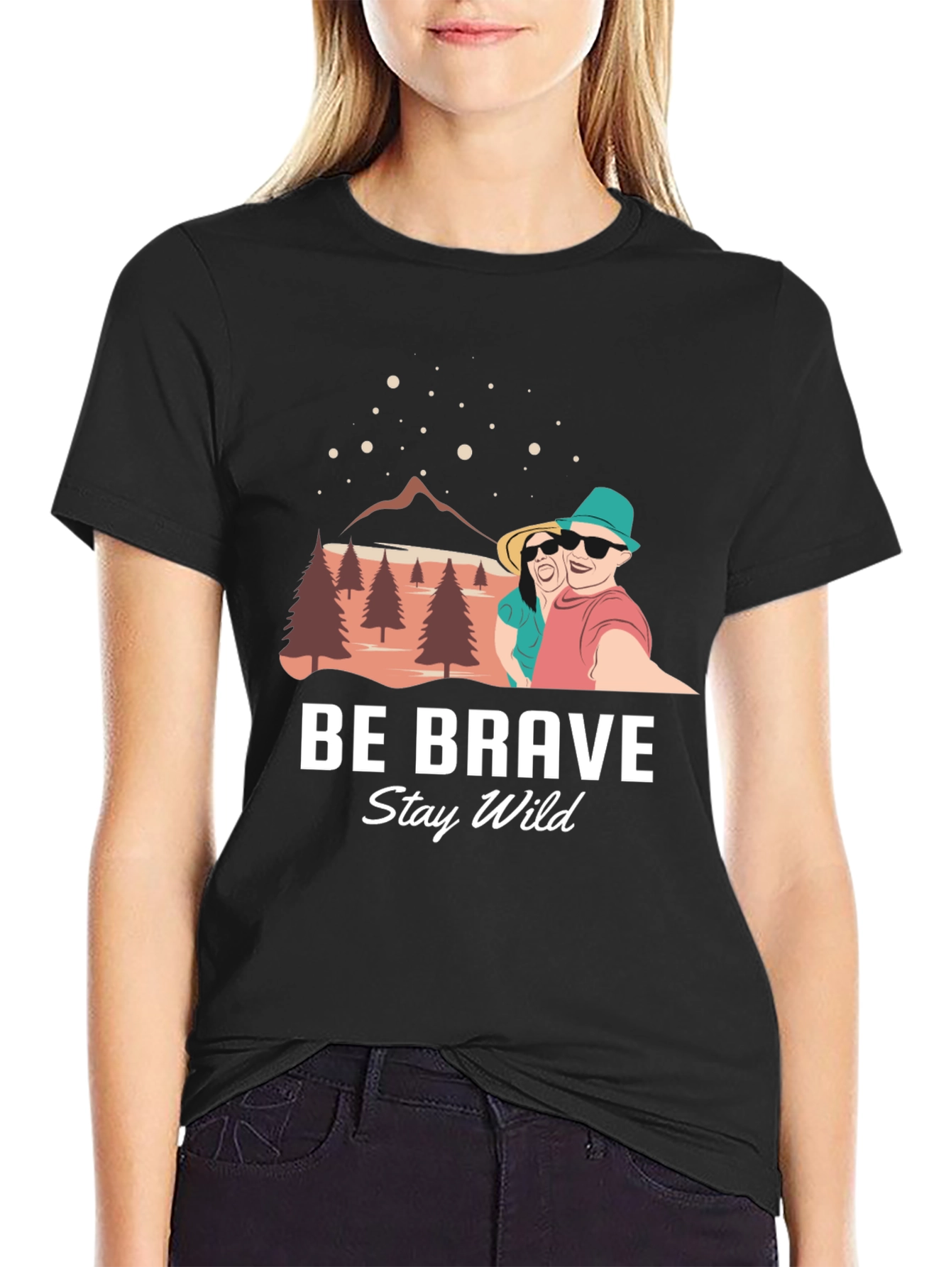 Be Brave Stay Wild Black Graphic Tee