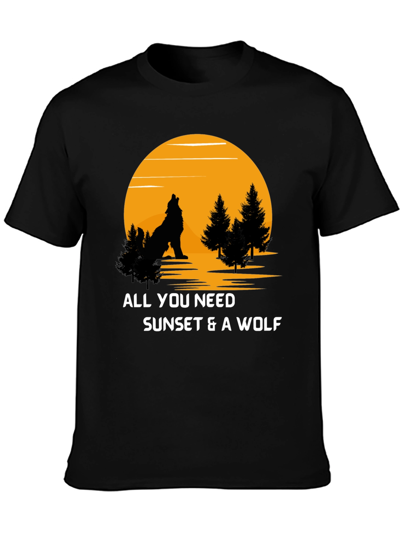 Sunset Wolf Graphic T-Shirt