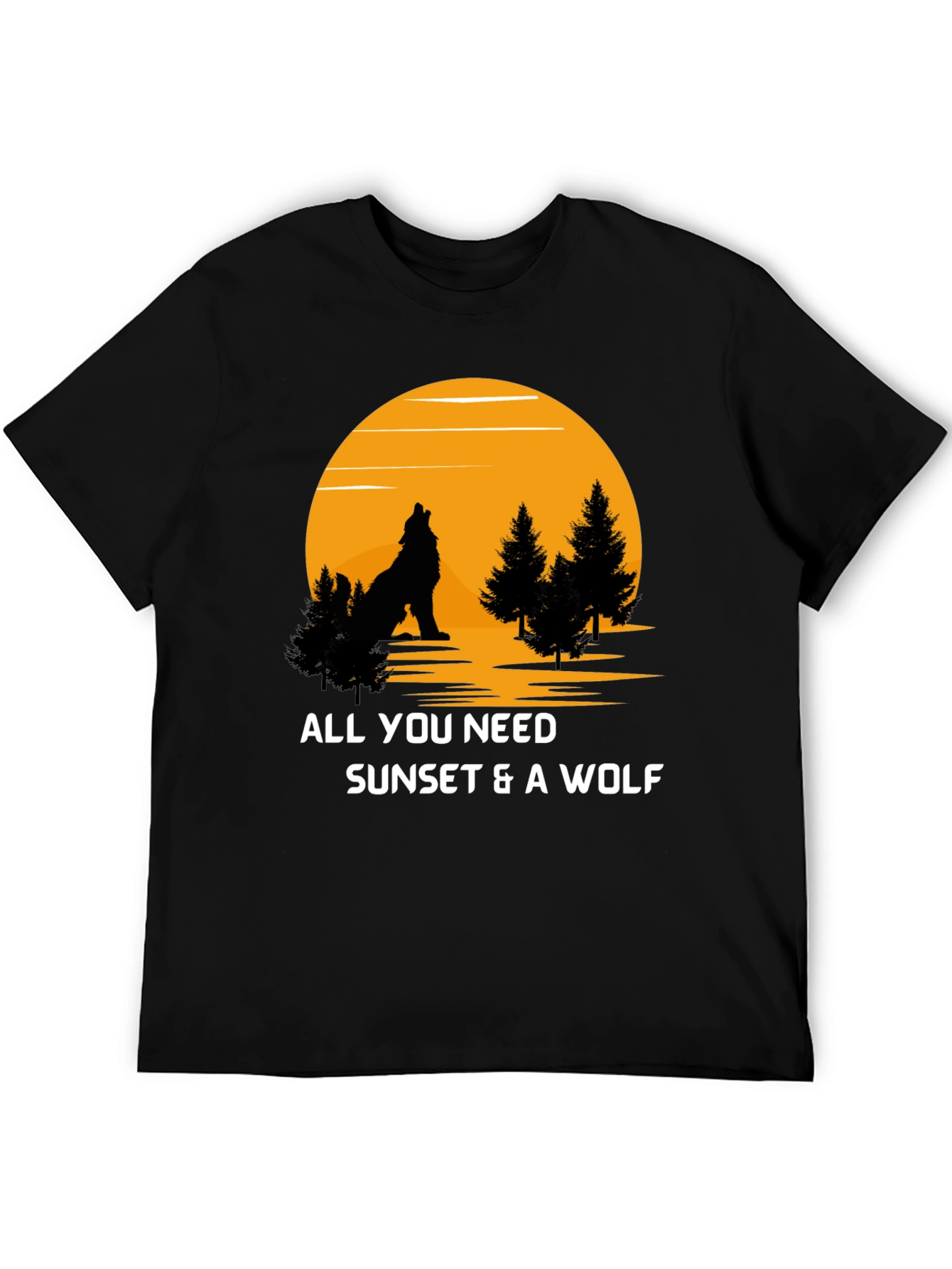 Sunset Wolf Graphic T-Shirt