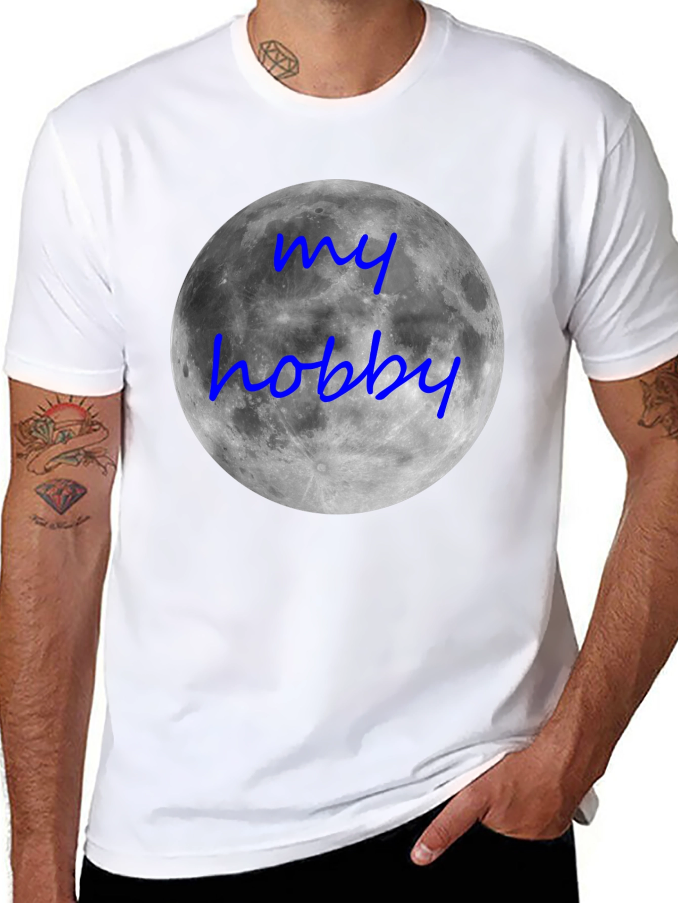 My Hobby Moon T-Shirt - Black Crew Neck Tee