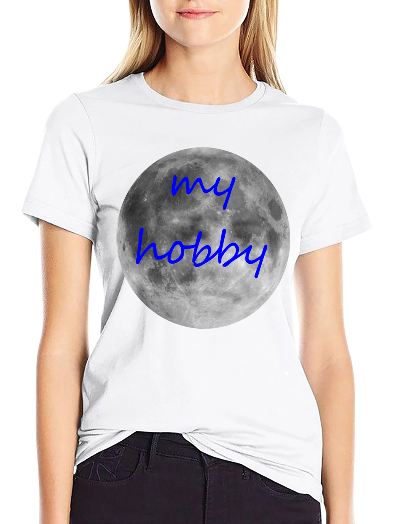 My Hobby Moon T-Shirt - Black Crew Neck Tee