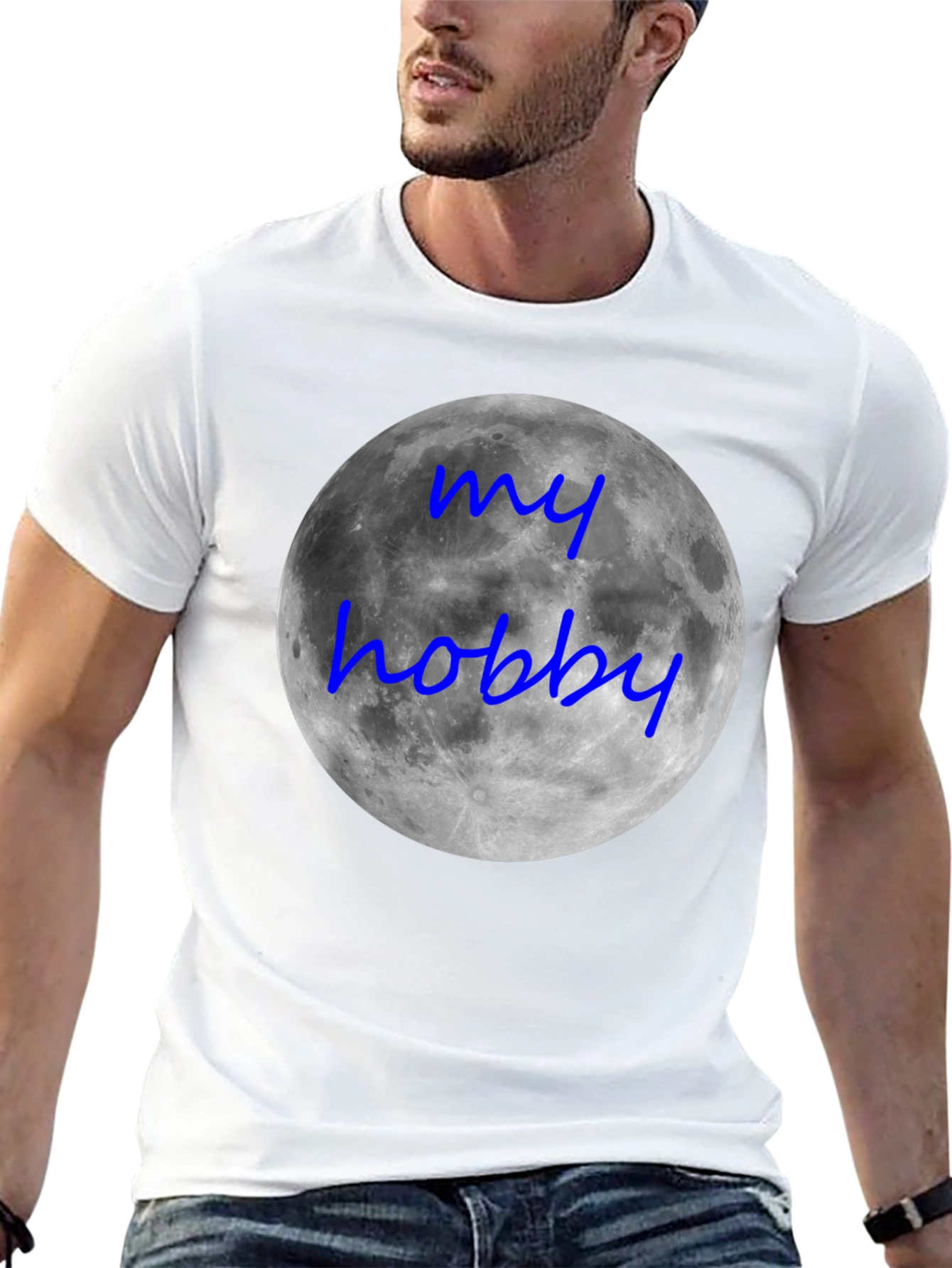My Hobby Moon T-Shirt - Black Crew Neck Tee