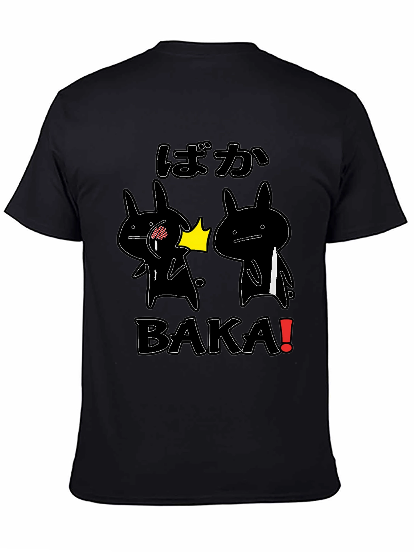 Funny Baka Slap T-Shirt Anime Style Black Cotton Tee