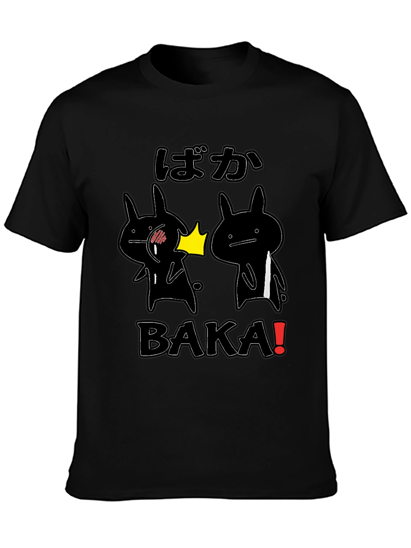 Funny Baka Slap T-Shirt Anime Style Black Cotton Tee