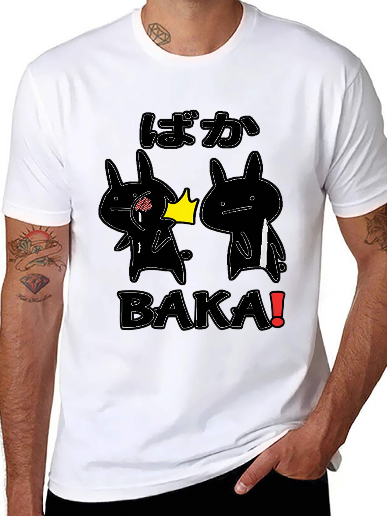 Funny Baka Slap T-Shirt Anime Style Black Cotton Tee