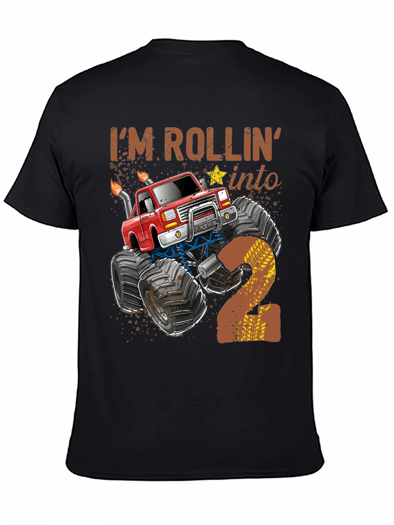 Rollin into 2 Birthday Monster Truck T-Shirt