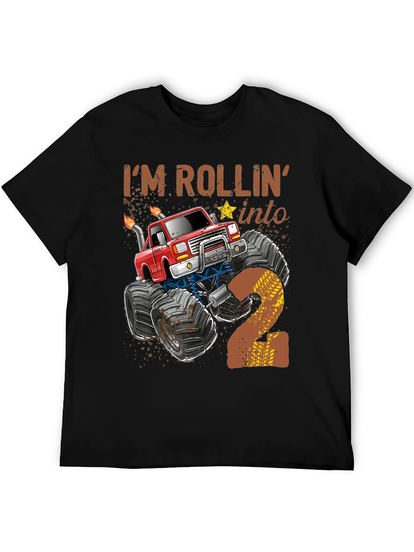 Rollin into 2 Birthday Monster Truck T-Shirt