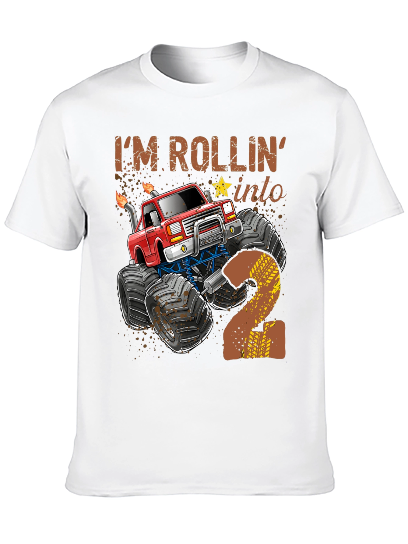 Rollin into 2 Birthday Monster Truck T-Shirt