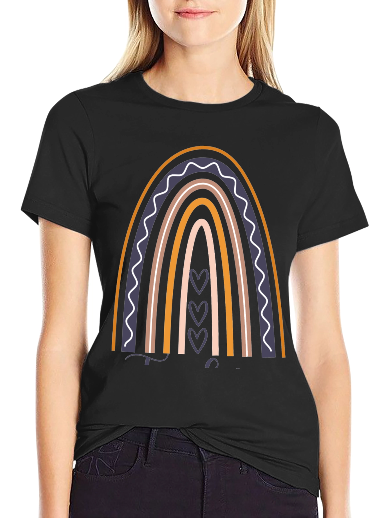 Boho Rainbow Heart Graphic Tee