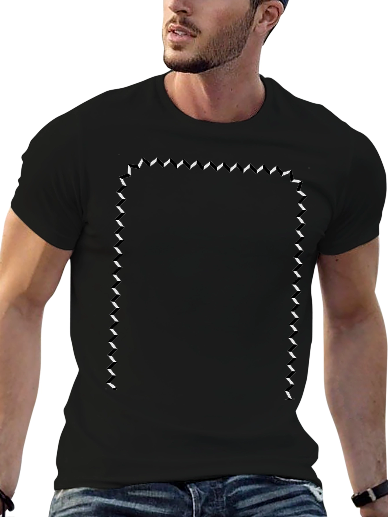 Modern Geometric Framed Black T-Shirt