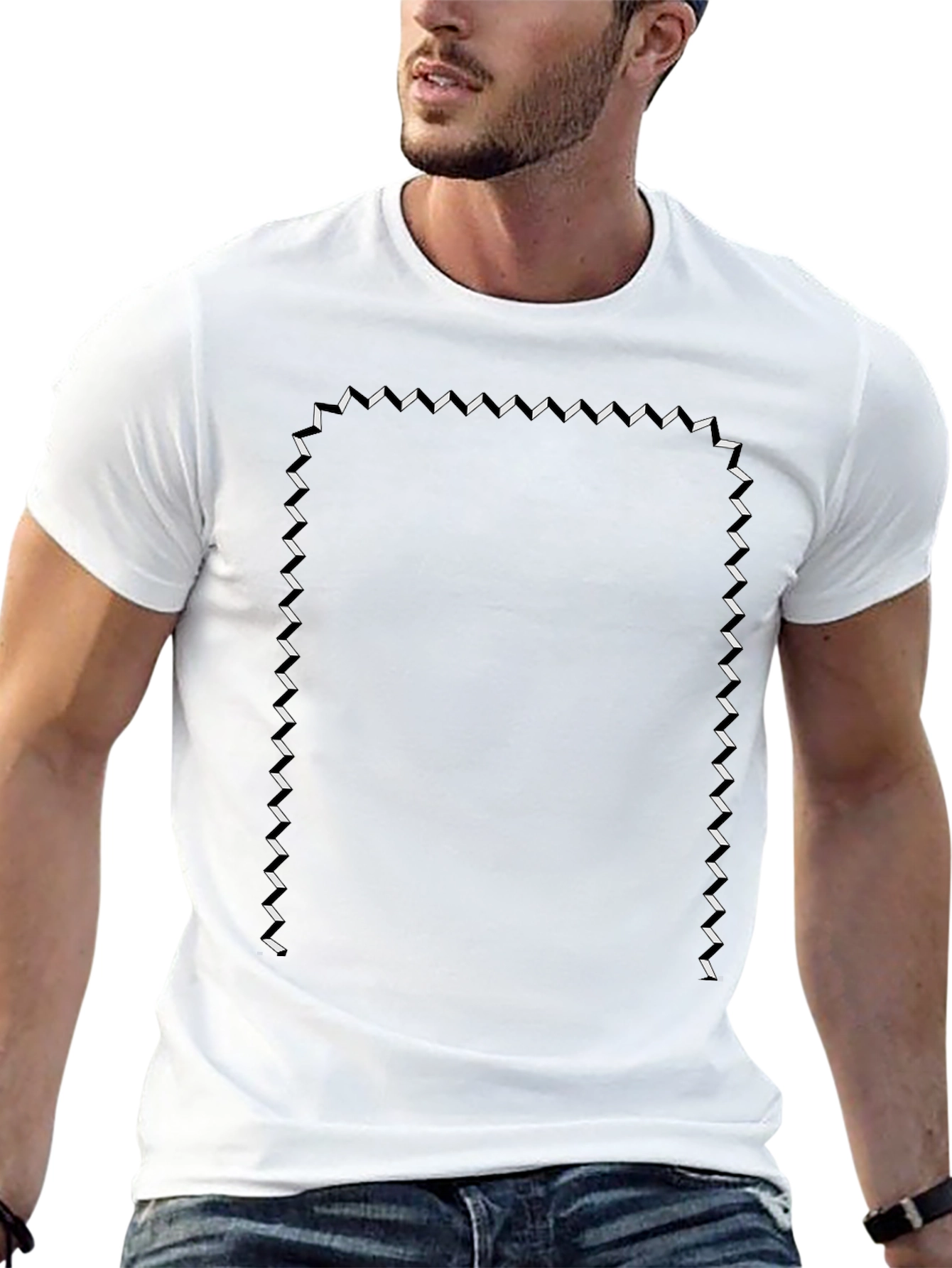 Modern Geometric Framed Black T-Shirt