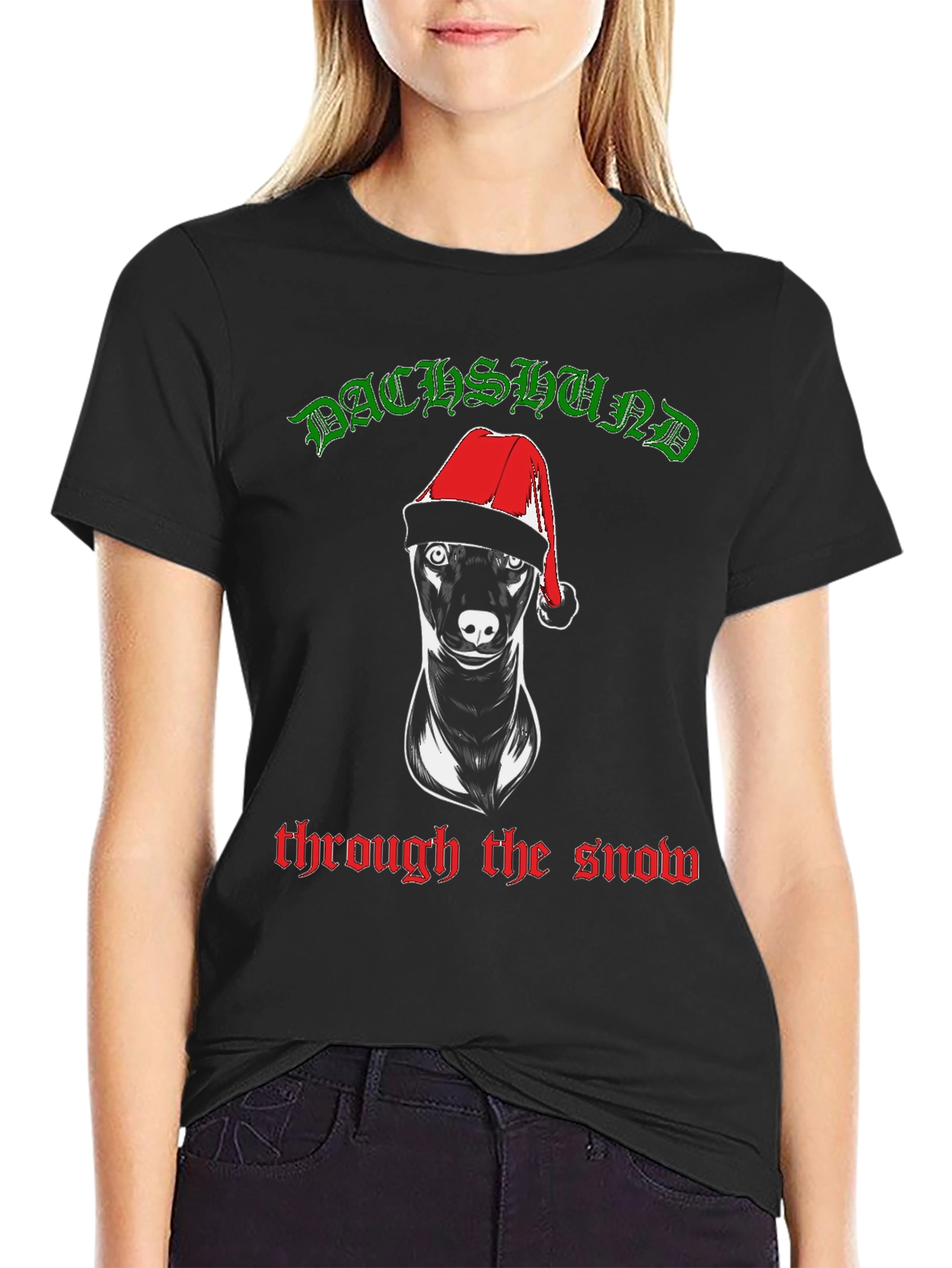 Dachshund Through The Snow Christmas Tee