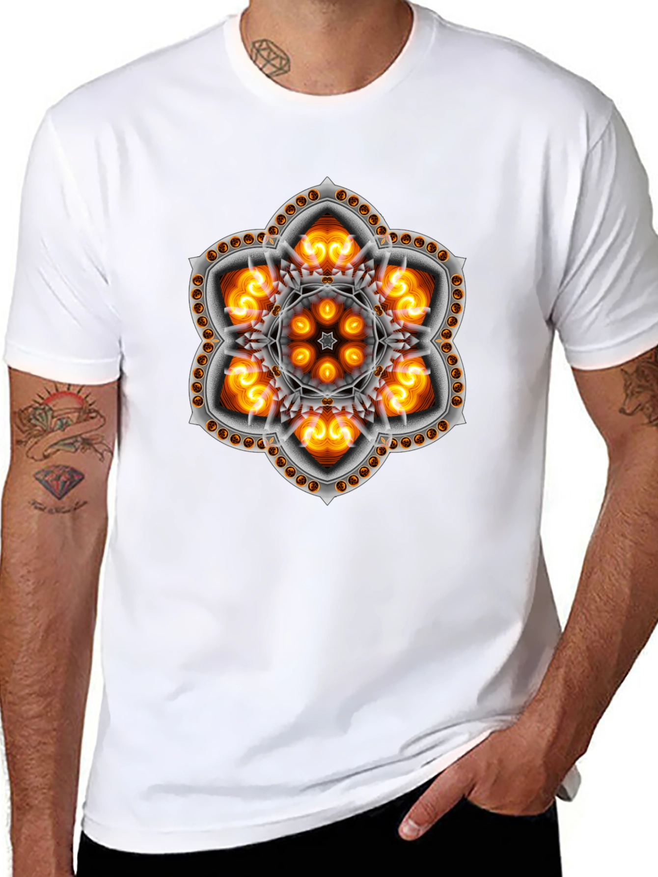 Mystic Flame Mandala Graphic Tee - Black