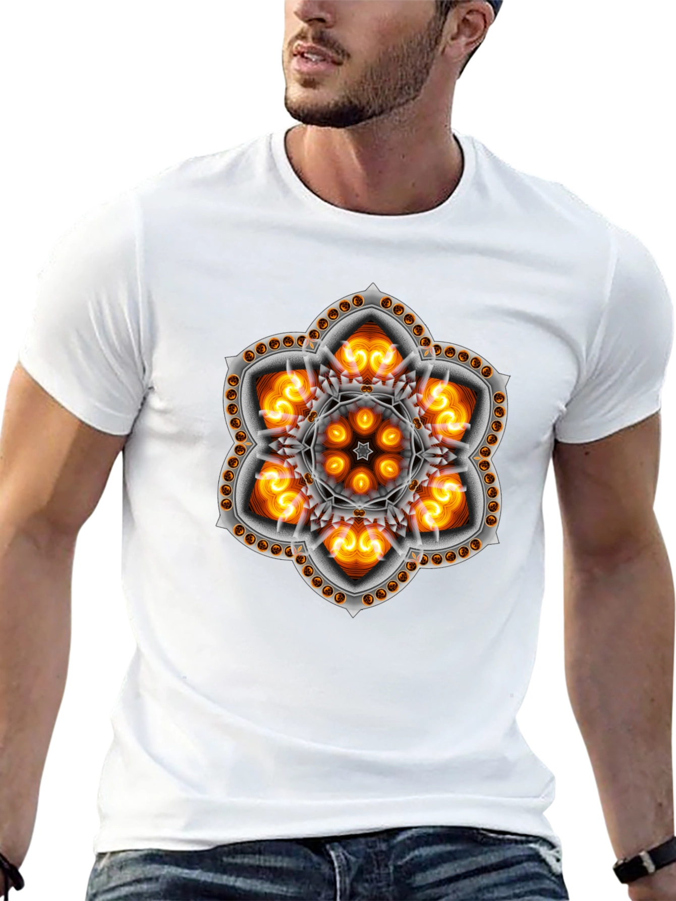 Mystic Flame Mandala Graphic Tee - Black