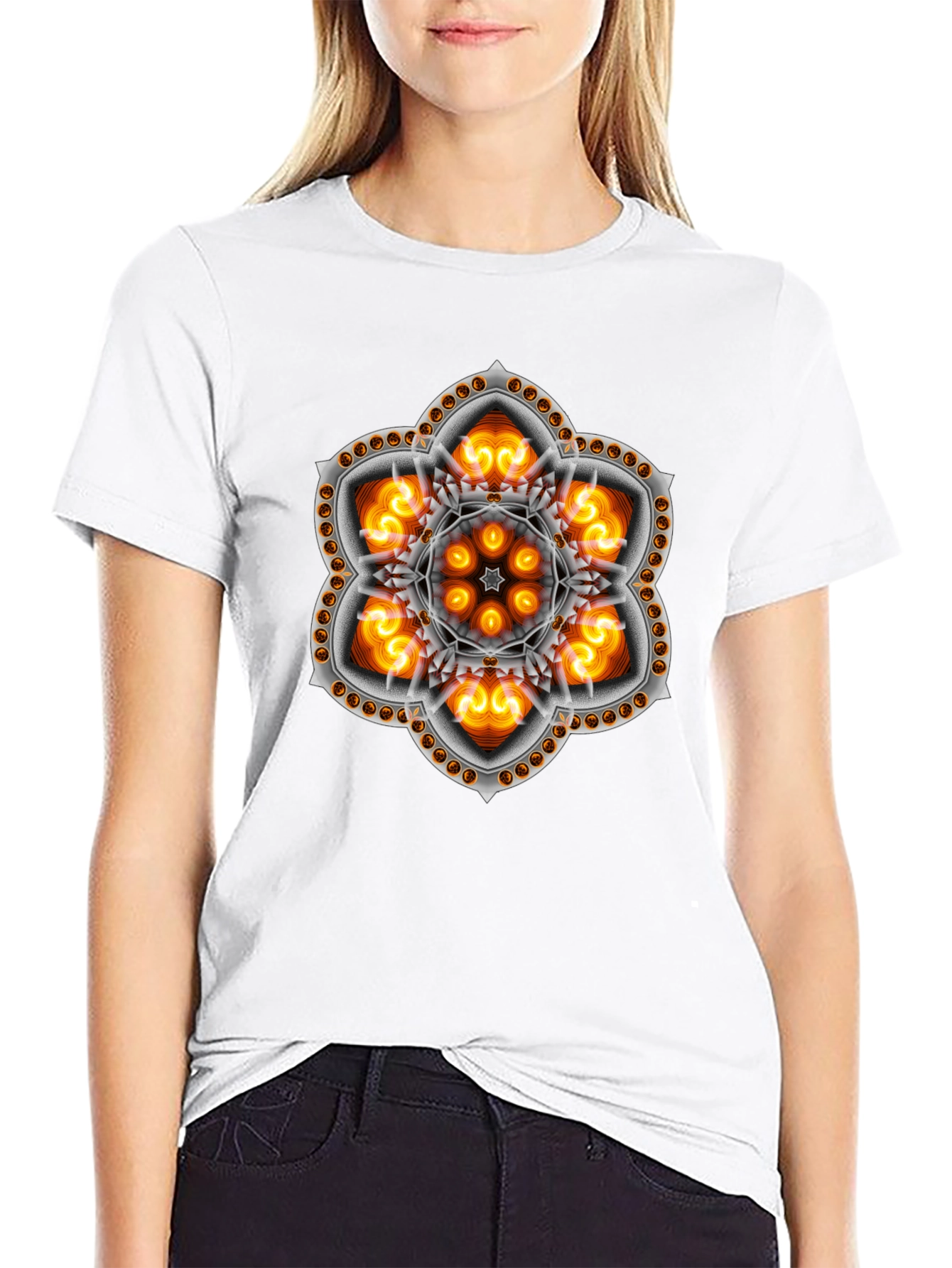 Mystic Flame Mandala Graphic Tee - Black