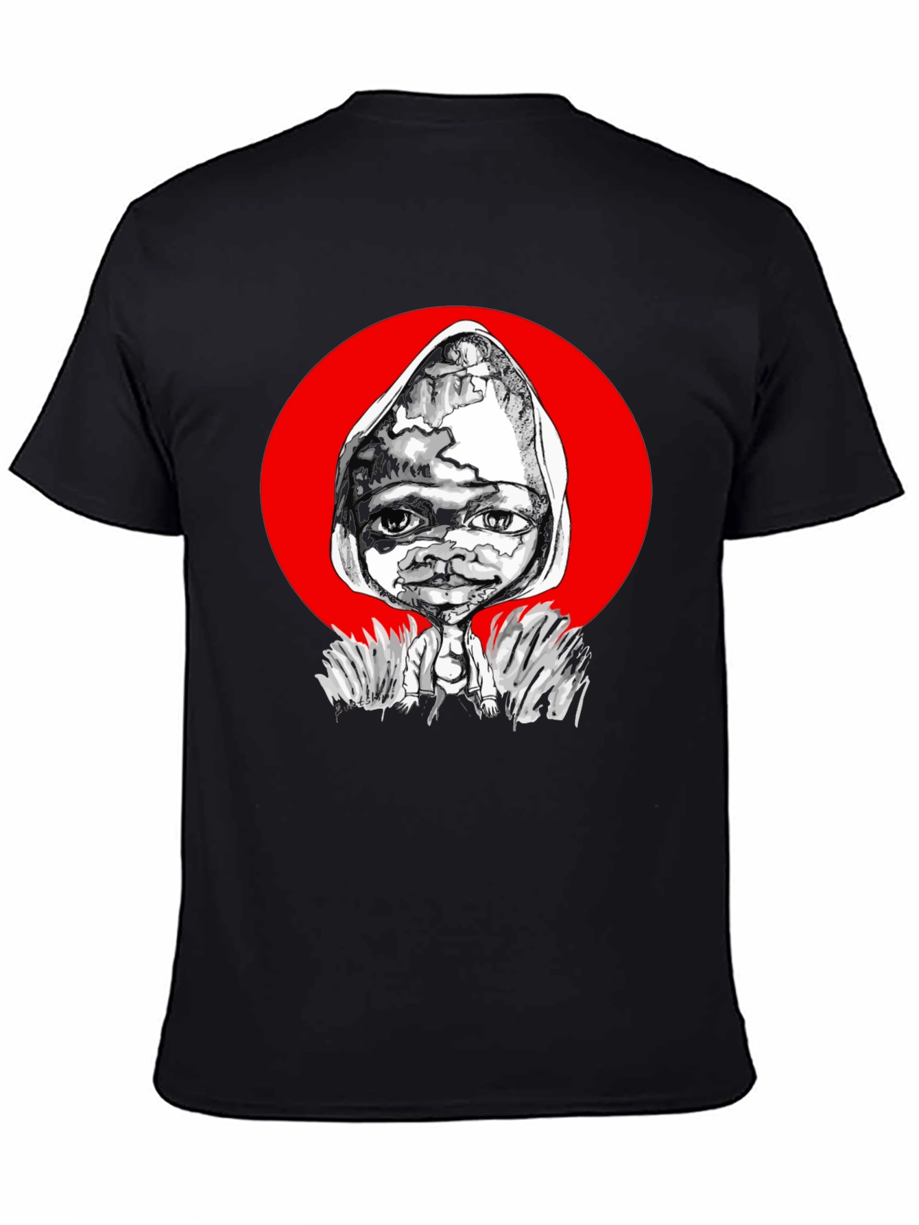 Artistic Graphic Print Tee - Unique Black T-Shirt