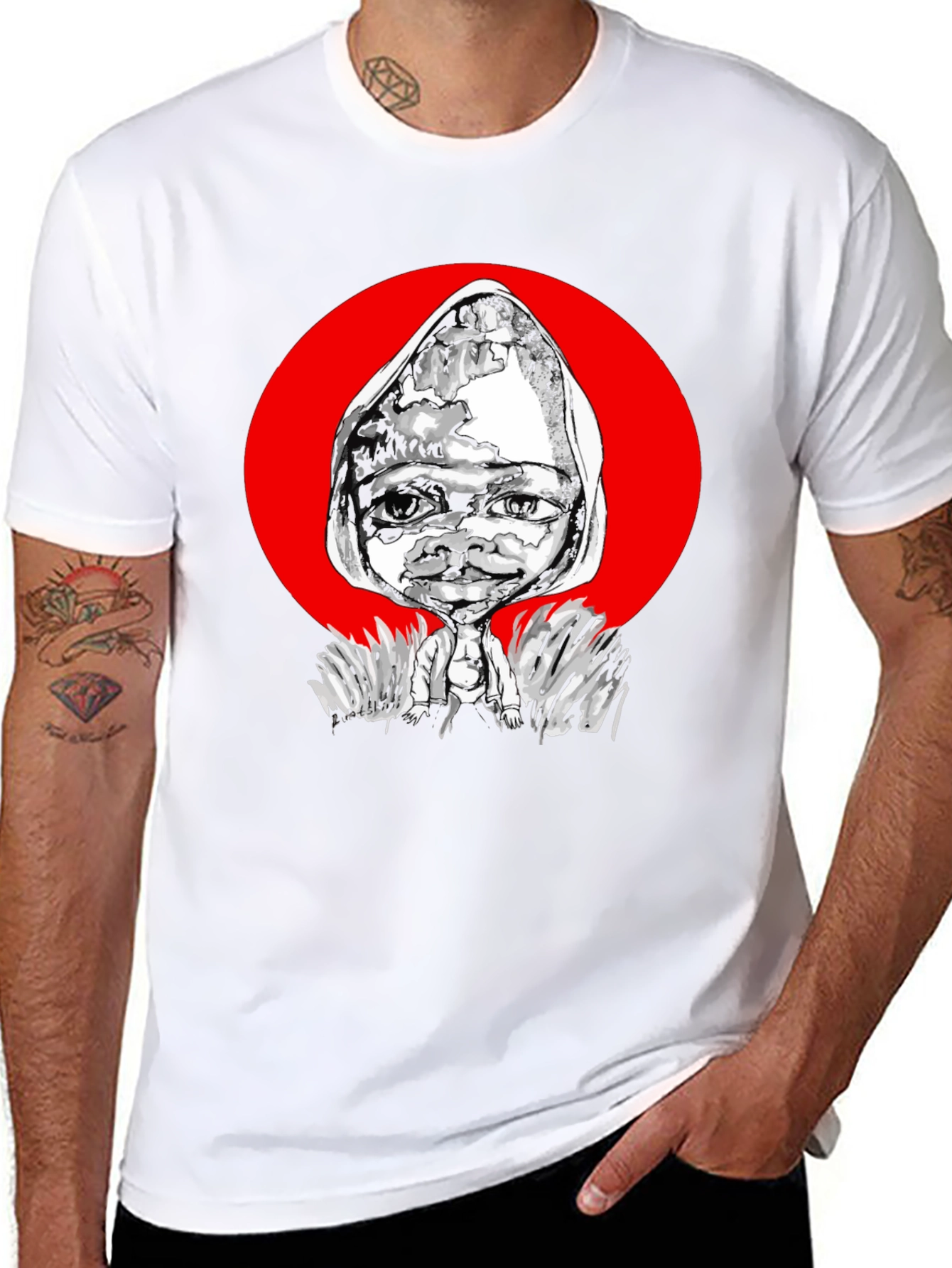 Artistic Graphic Print Tee - Unique Black T-Shirt