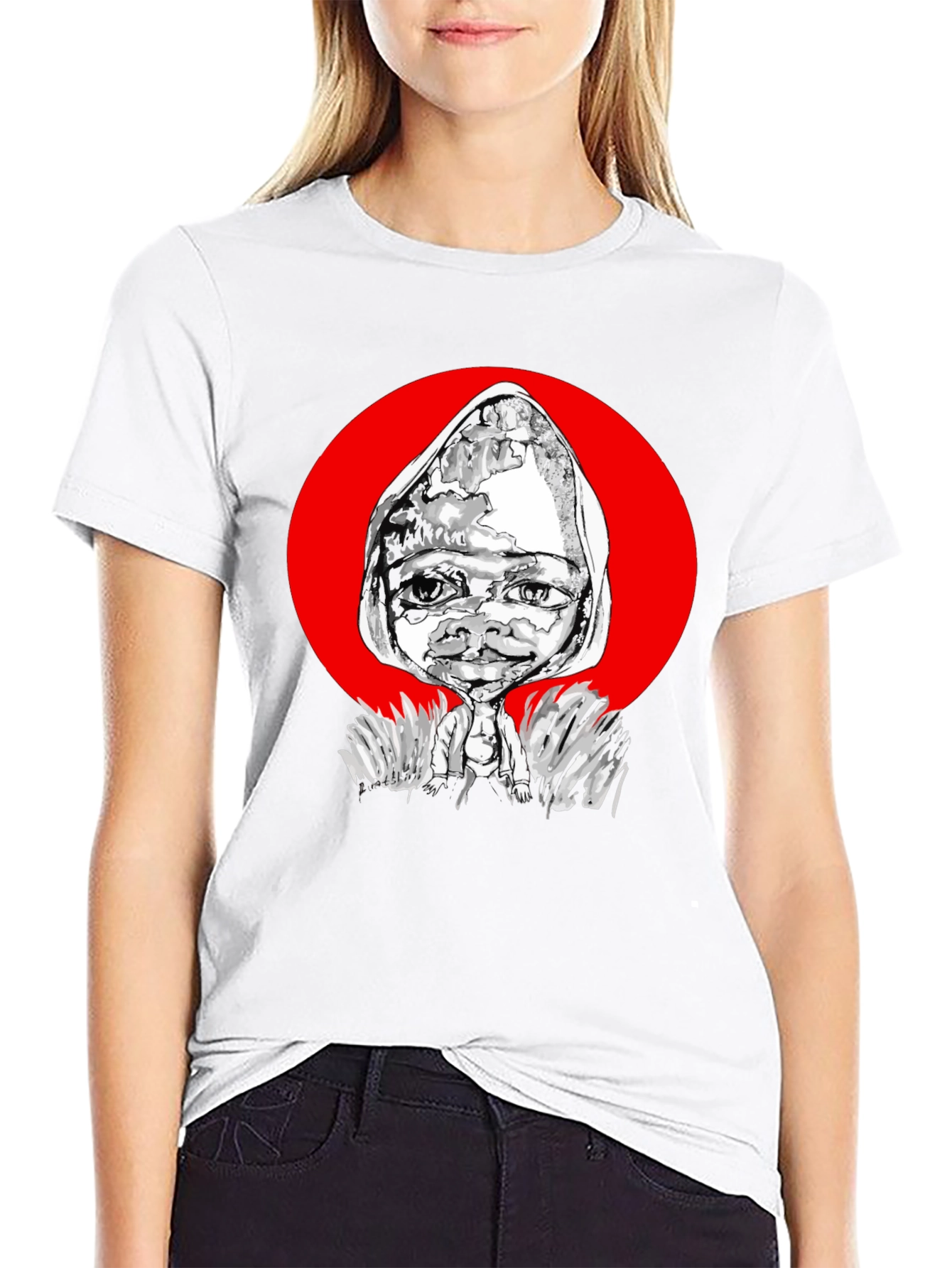 Artistic Graphic Print Tee - Unique Black T-Shirt