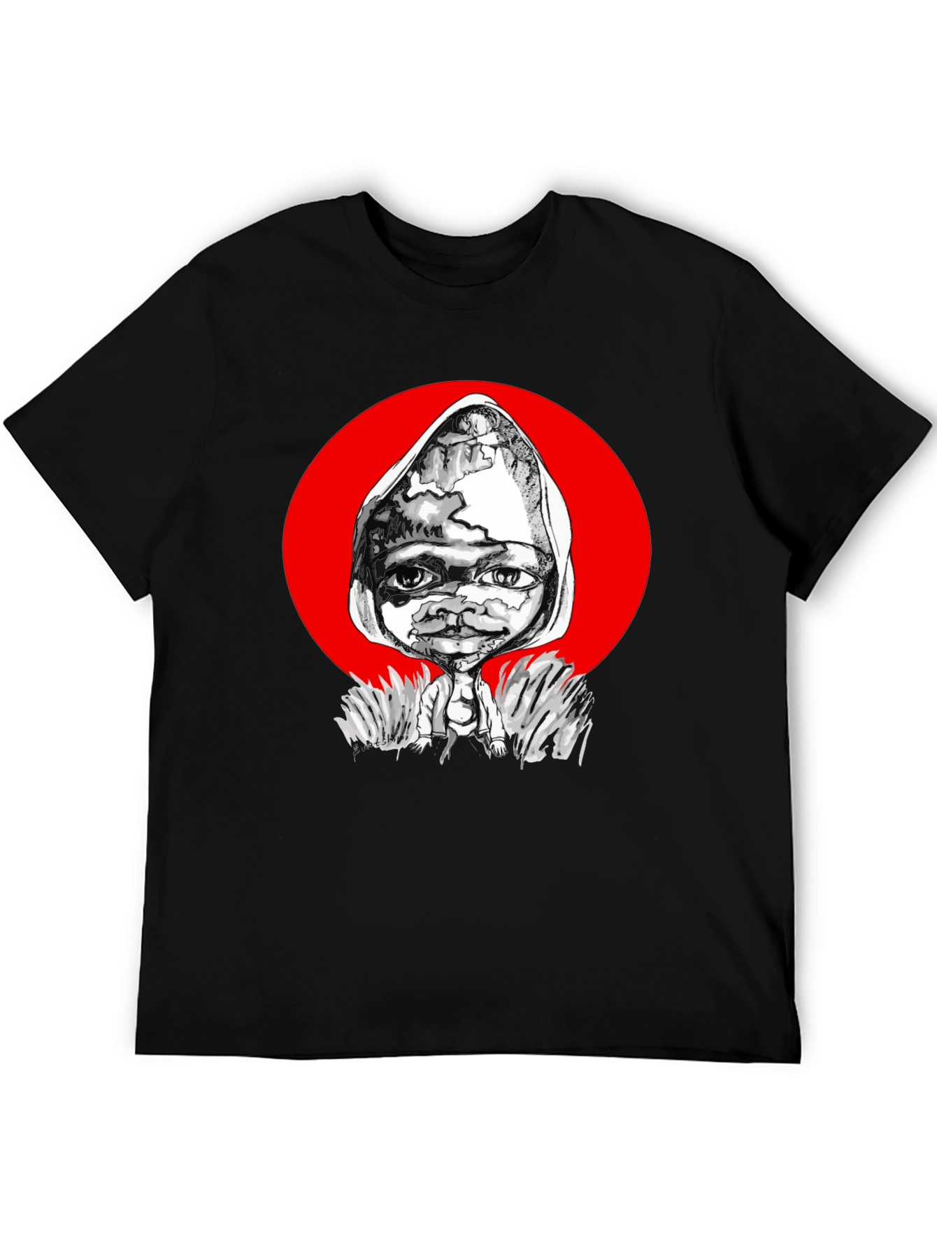 Artistic Graphic Print Tee - Unique Black T-Shirt