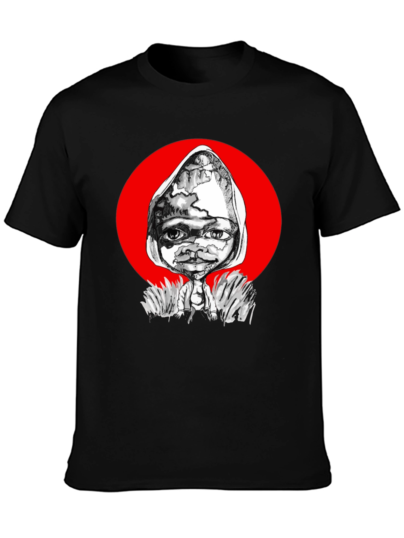 Artistic Graphic Print Tee - Unique Black T-Shirt