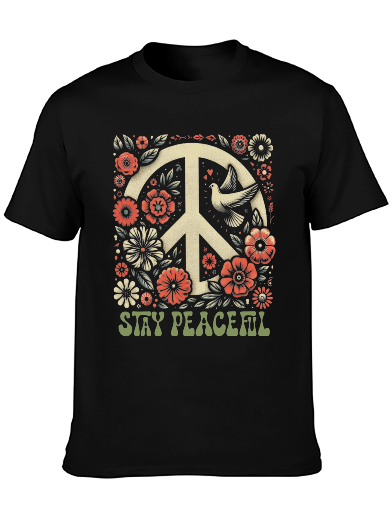 Stay Peaceful Dove Peace Sign T-Shirt