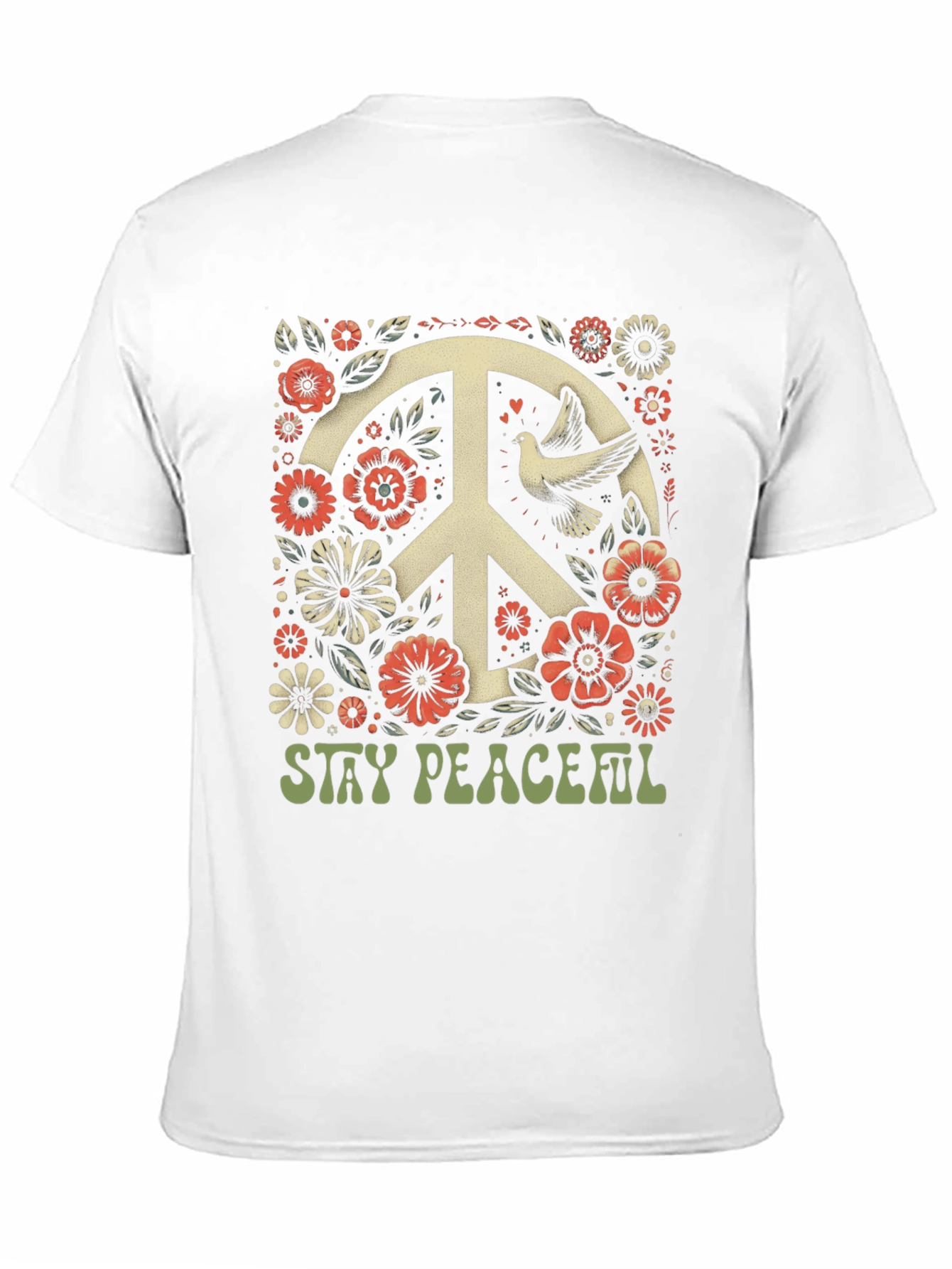 Stay Peaceful Dove Peace Sign T-Shirt