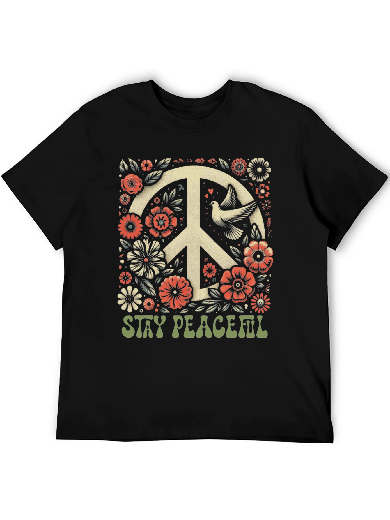 Stay Peaceful Dove Peace Sign T-Shirt