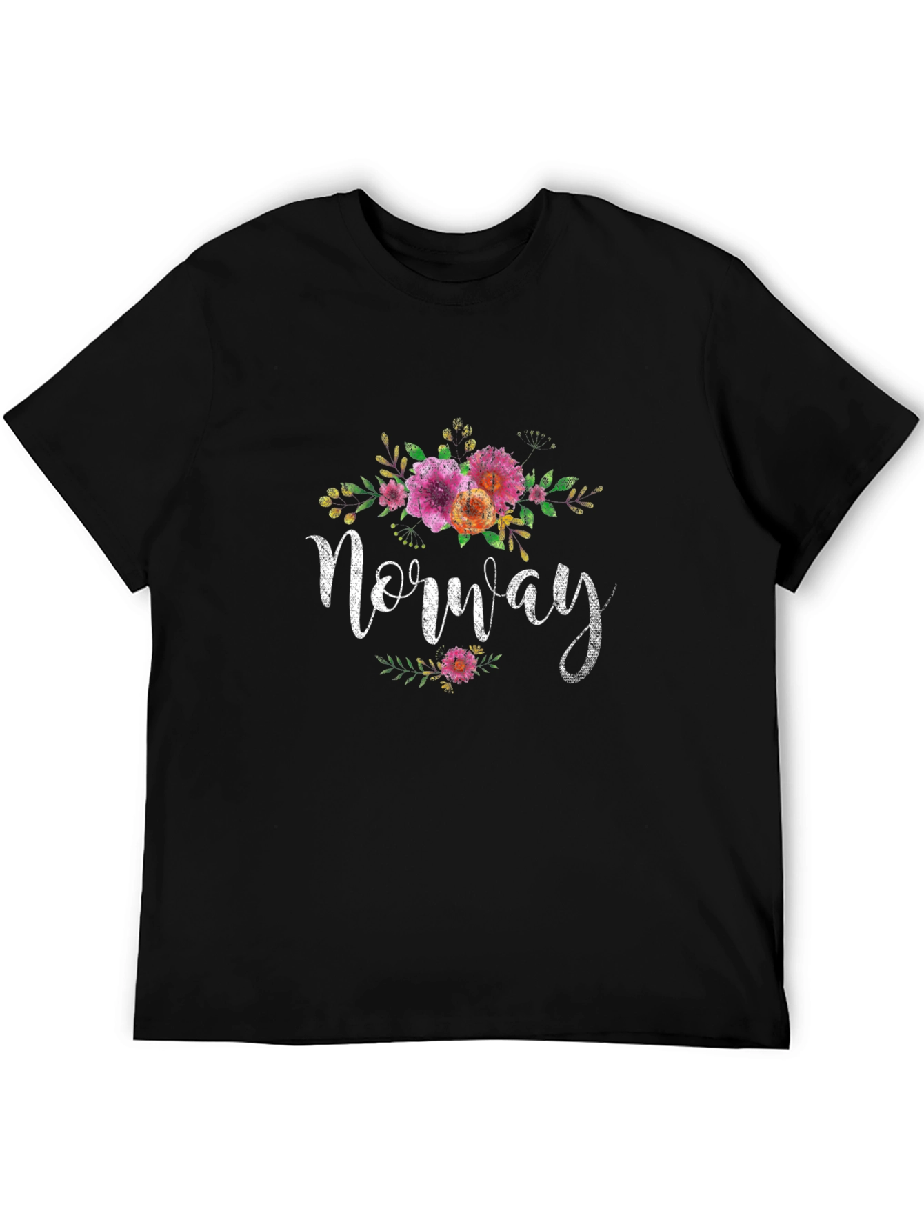 Norway Floral Graphic T-Shirt - Black Unisex