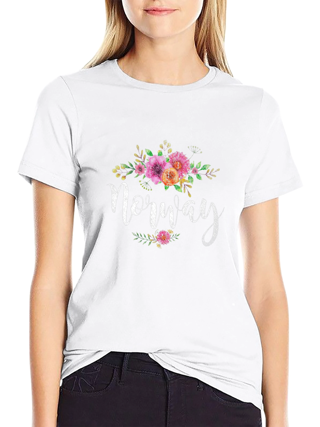 Norway Floral Graphic T-Shirt - Black Unisex