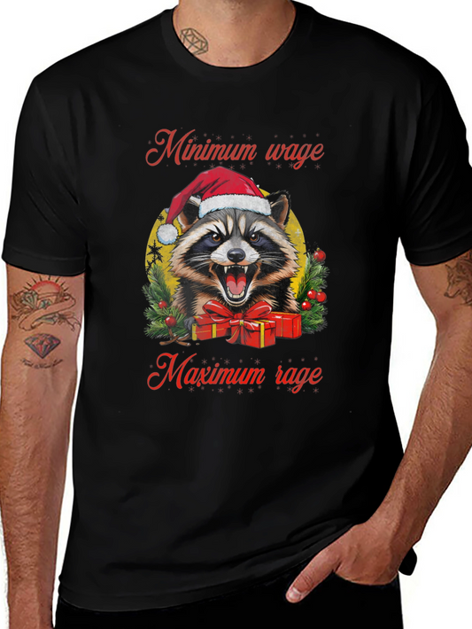 Minimum Wage Maximum Rage Raccoon Graphic Tee