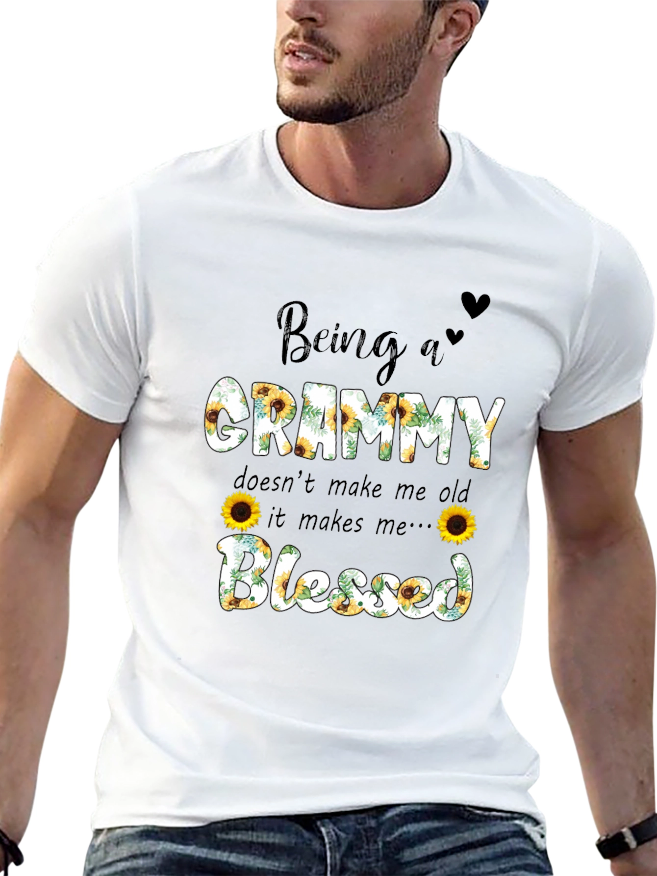 Being A Grammy Blessed Sunflower Graphic Tee