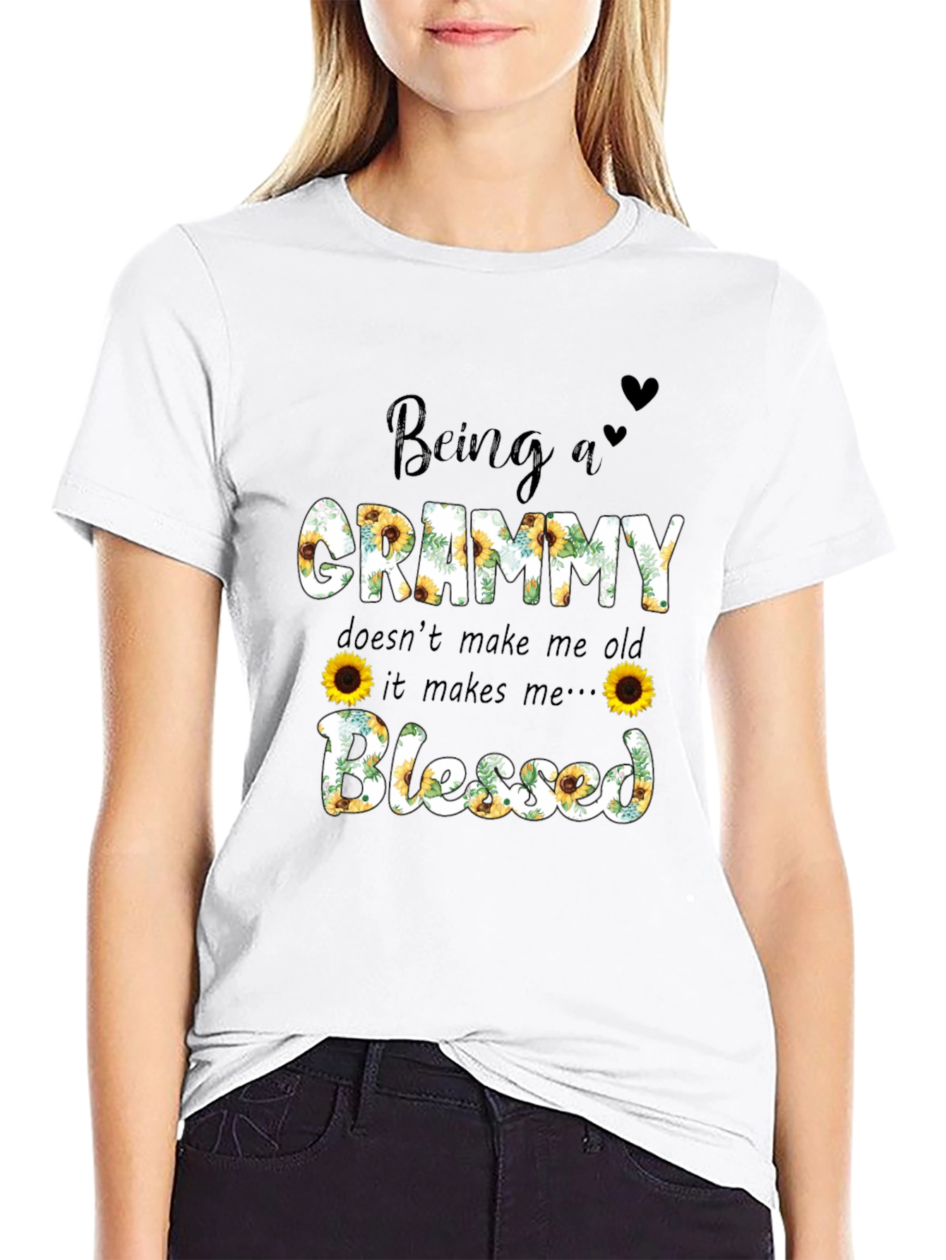 Being A Grammy Blessed Sunflower Graphic Tee