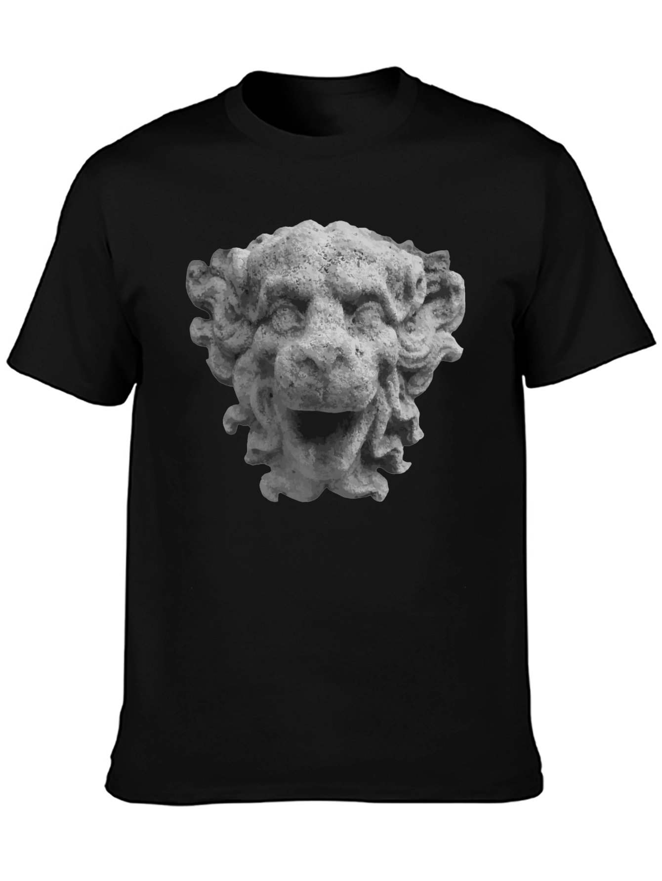 Stone Lion Head Graphic Tee - Unique Design