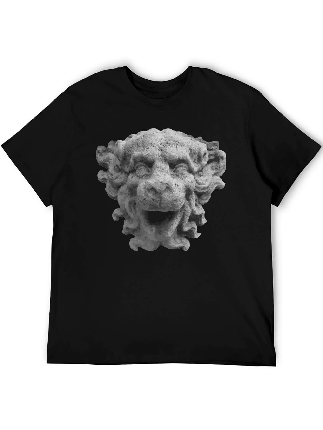 Stone Lion Head Graphic Tee - Unique Design