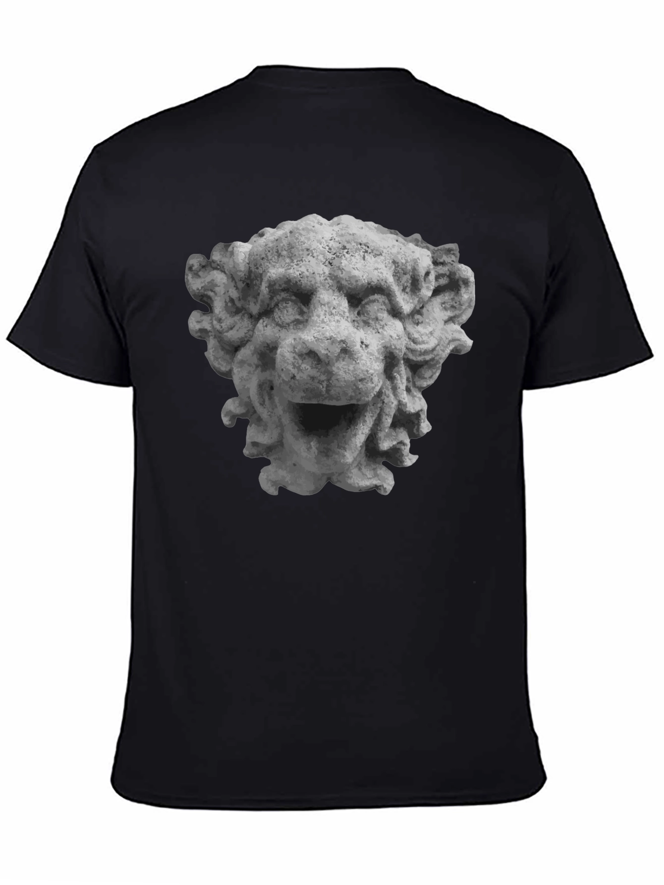 Stone Lion Head Graphic Tee - Unique Design