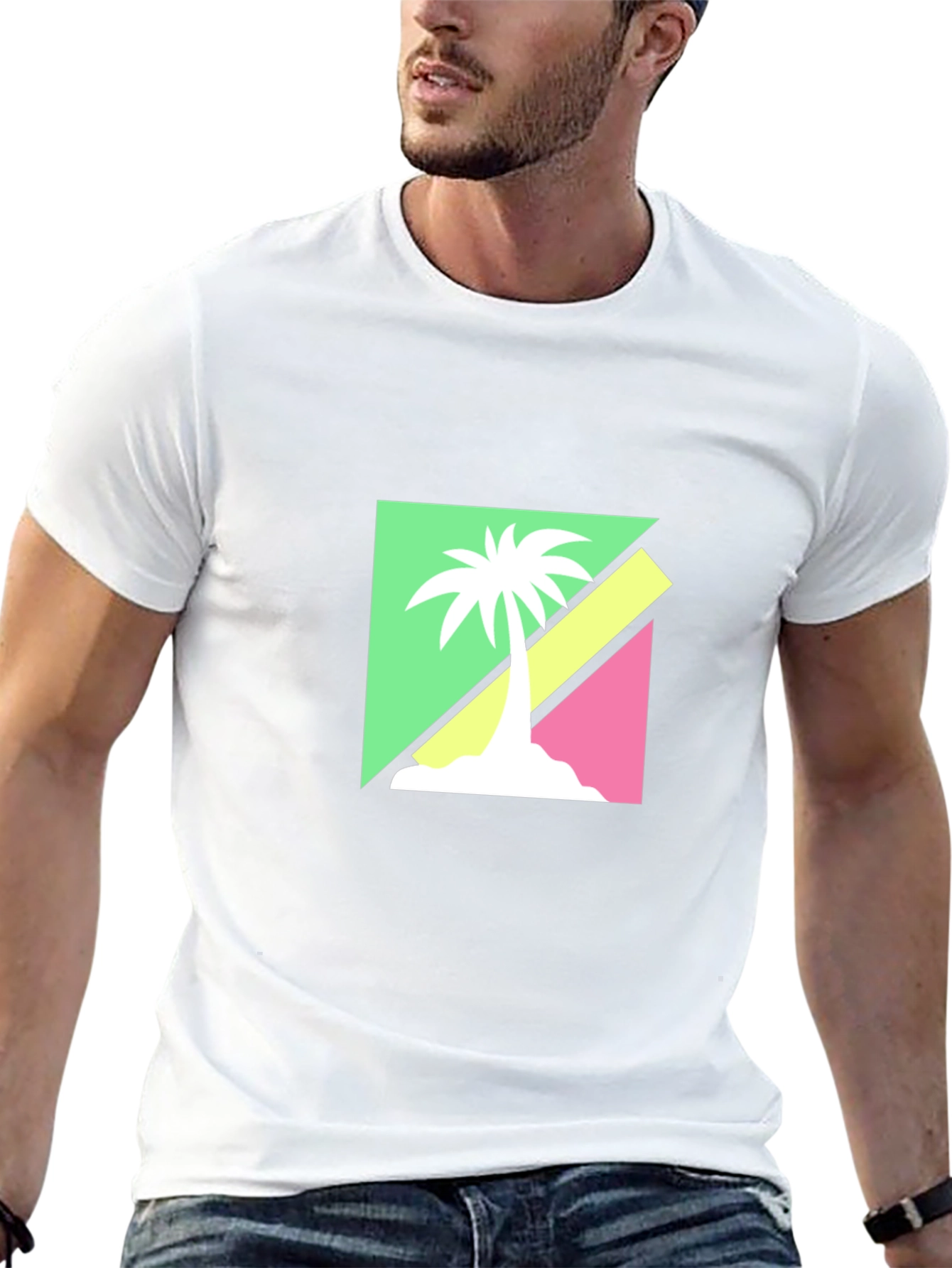 Retro Palm Tree Graphic Tee - Black