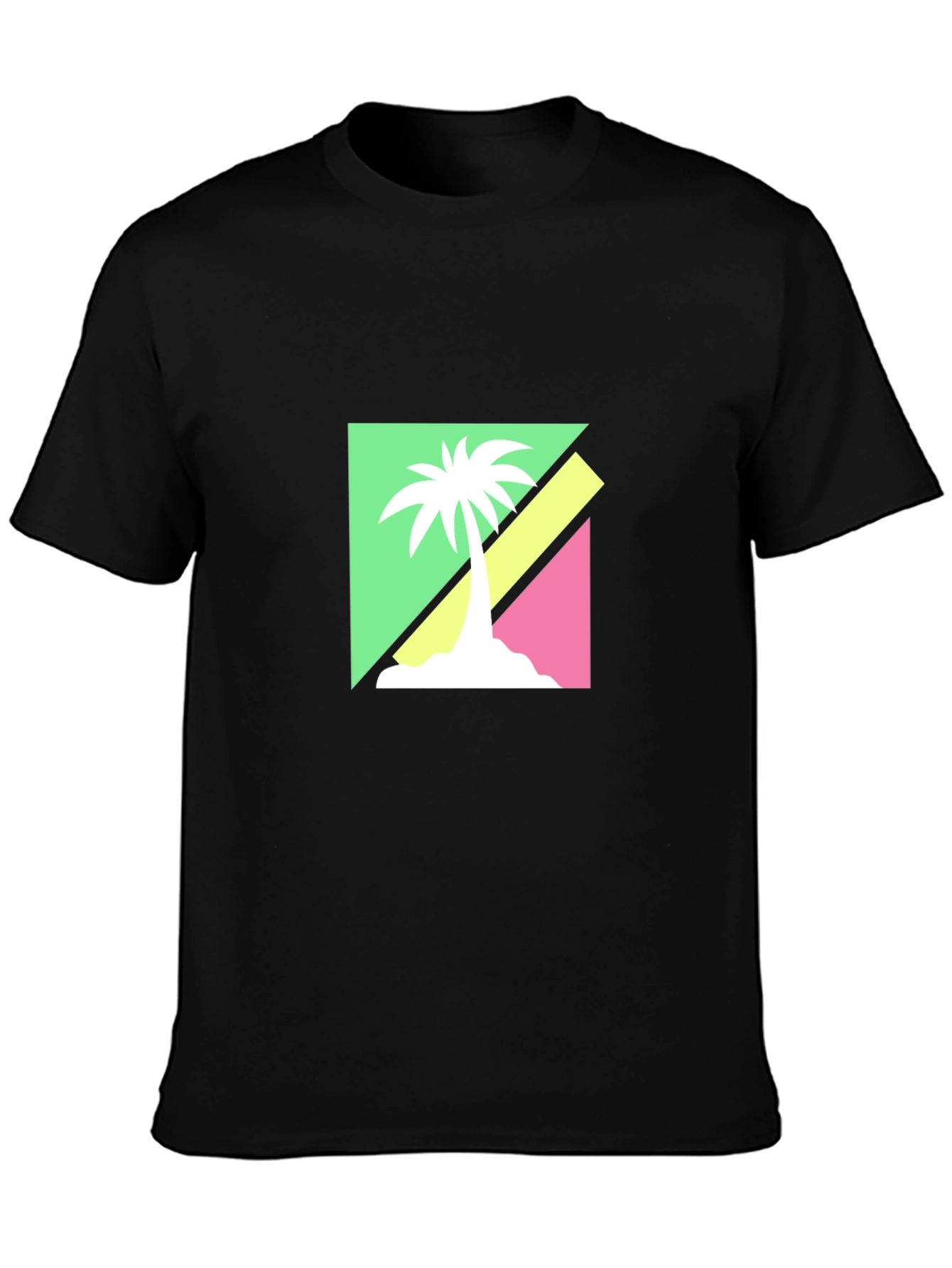 Retro Palm Tree Graphic Tee - Black